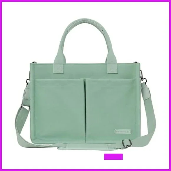 Canvas Tote Bag with Zipper Top Multiple Compartments Luggage Sleeve